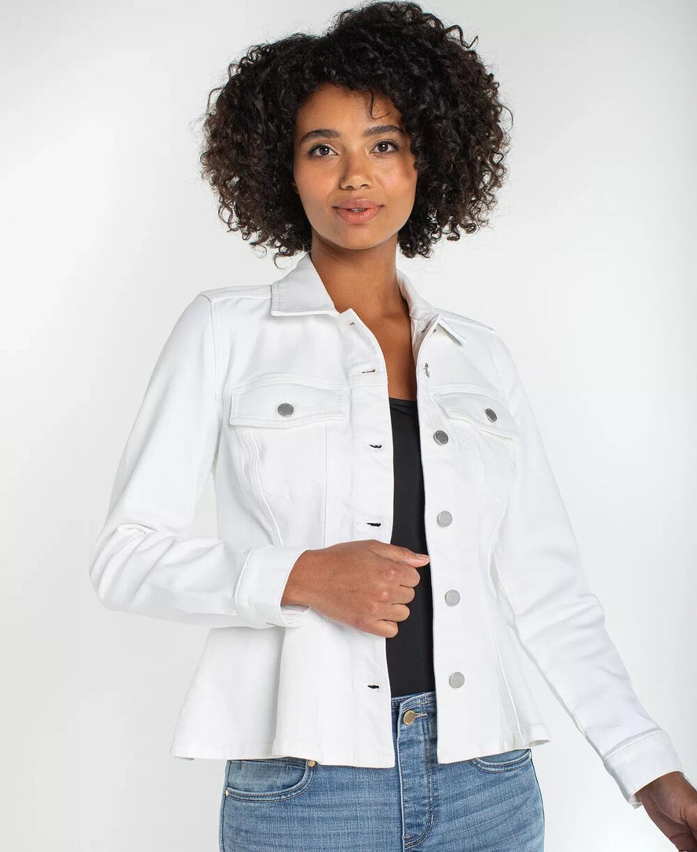 Liverpool Los Angeles Fit and Flare Trucker Denim Collar Jacket Size M 3841